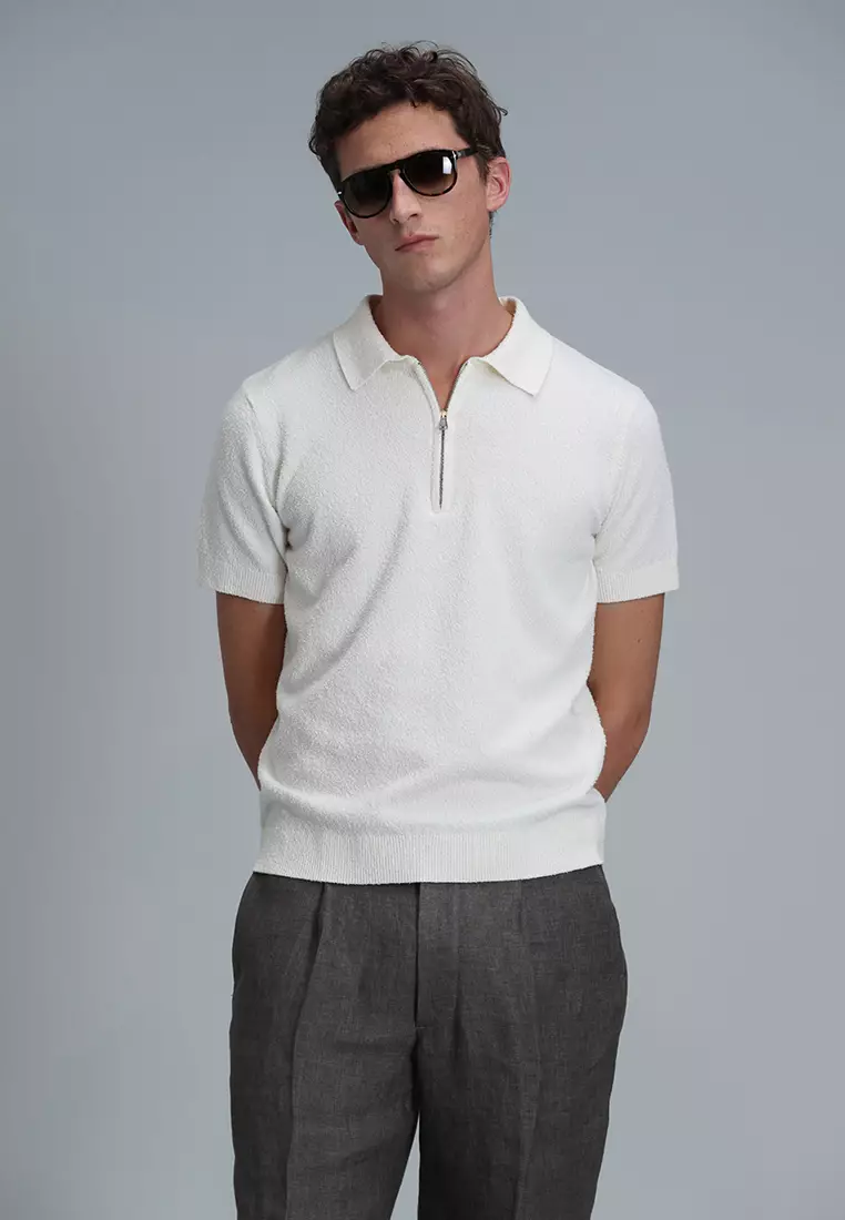 LUFIAN Textured Polo Sweater