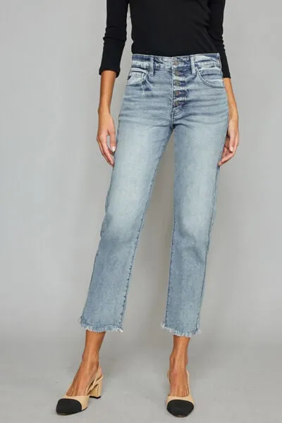 Maggie Raw Hem Cropped Straight Jeans