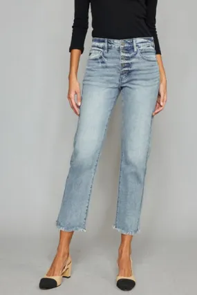 Maggie Raw Hem Cropped Straight Jeans