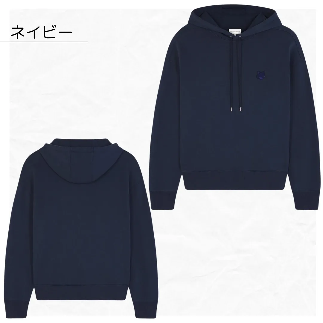 MAISON KITSUNE  |Long Sleeves Plain Cotton Designers Hoodies