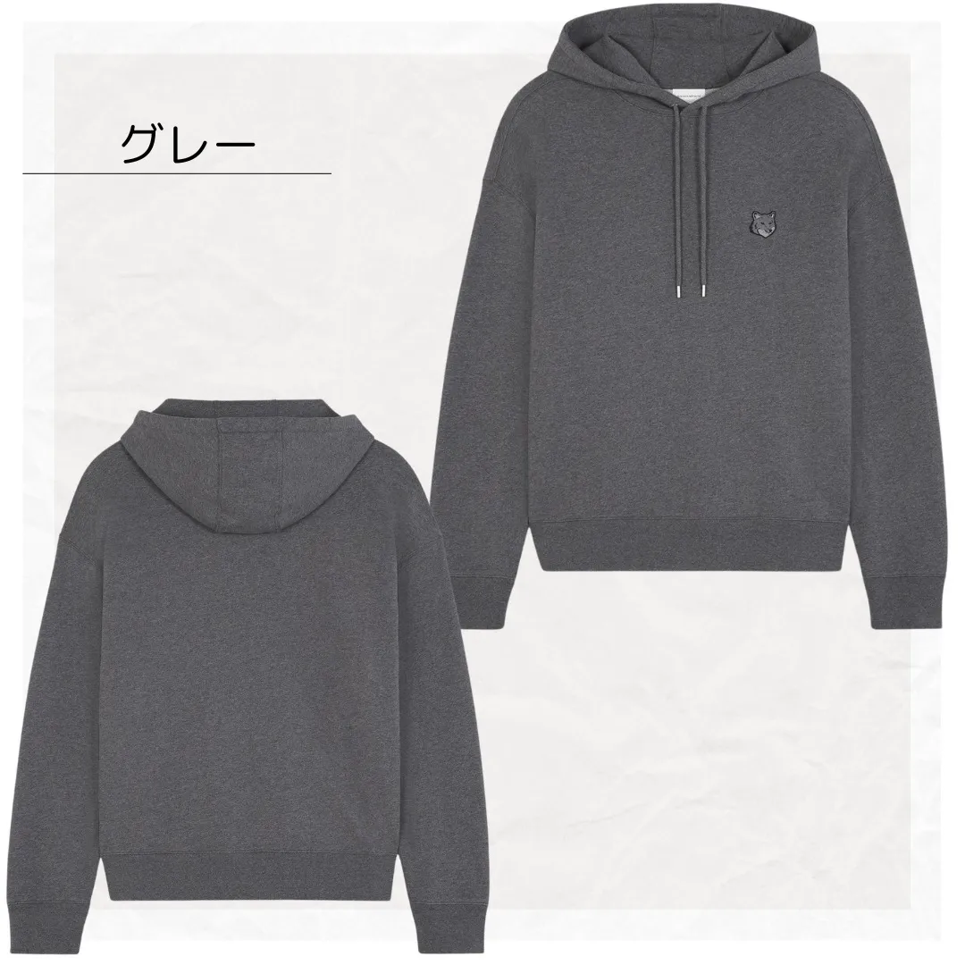 MAISON KITSUNE  |Long Sleeves Plain Cotton Designers Hoodies