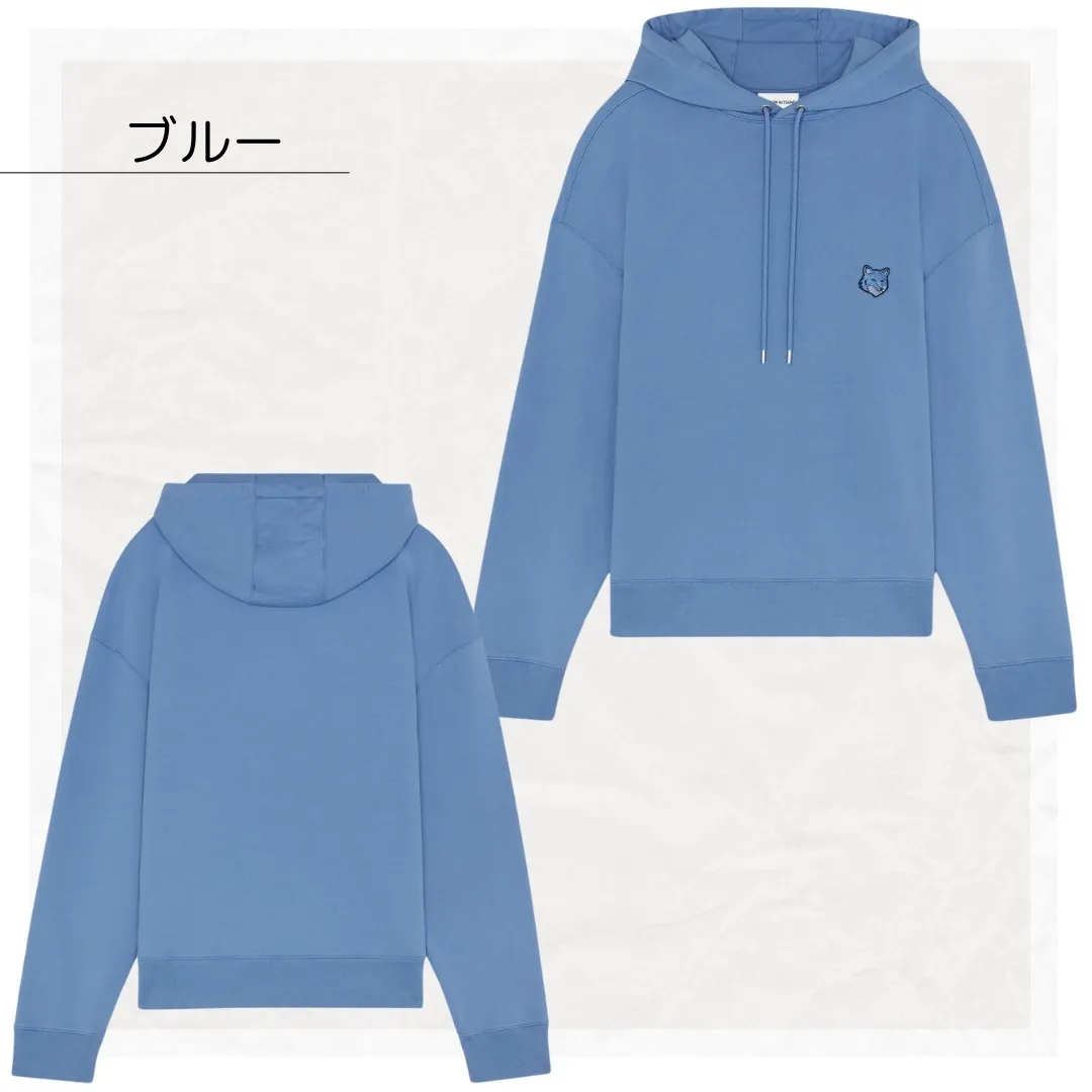 MAISON KITSUNE  |Long Sleeves Plain Cotton Designers Hoodies