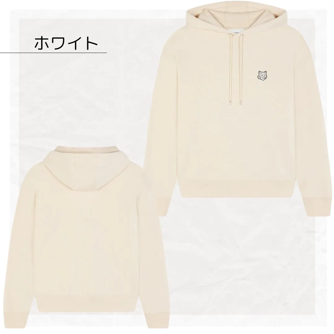 MAISON KITSUNE  |Long Sleeves Plain Cotton Designers Hoodies