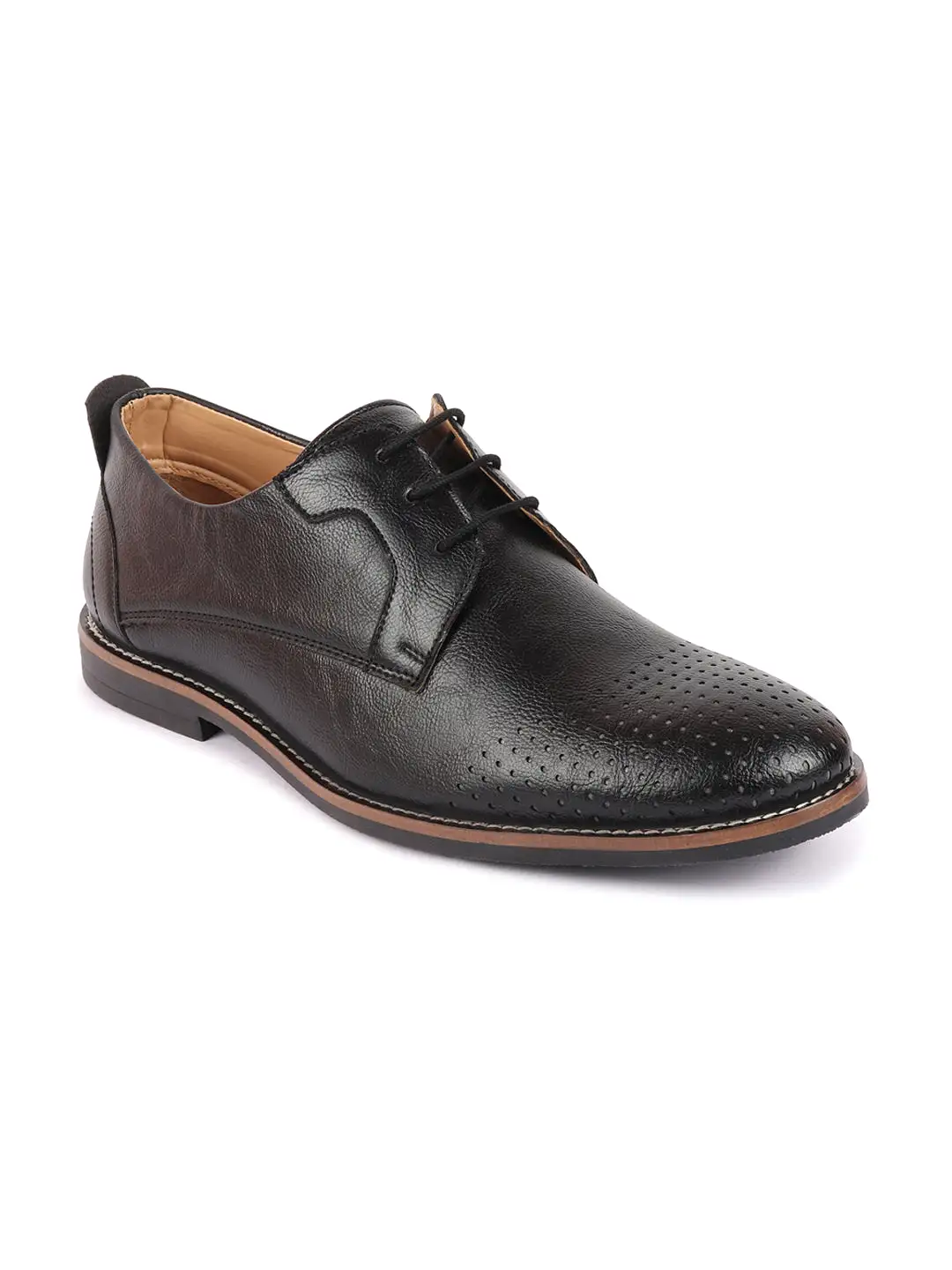 Men Black Cap Toe Formal/Office Lace Up Dress Shoes