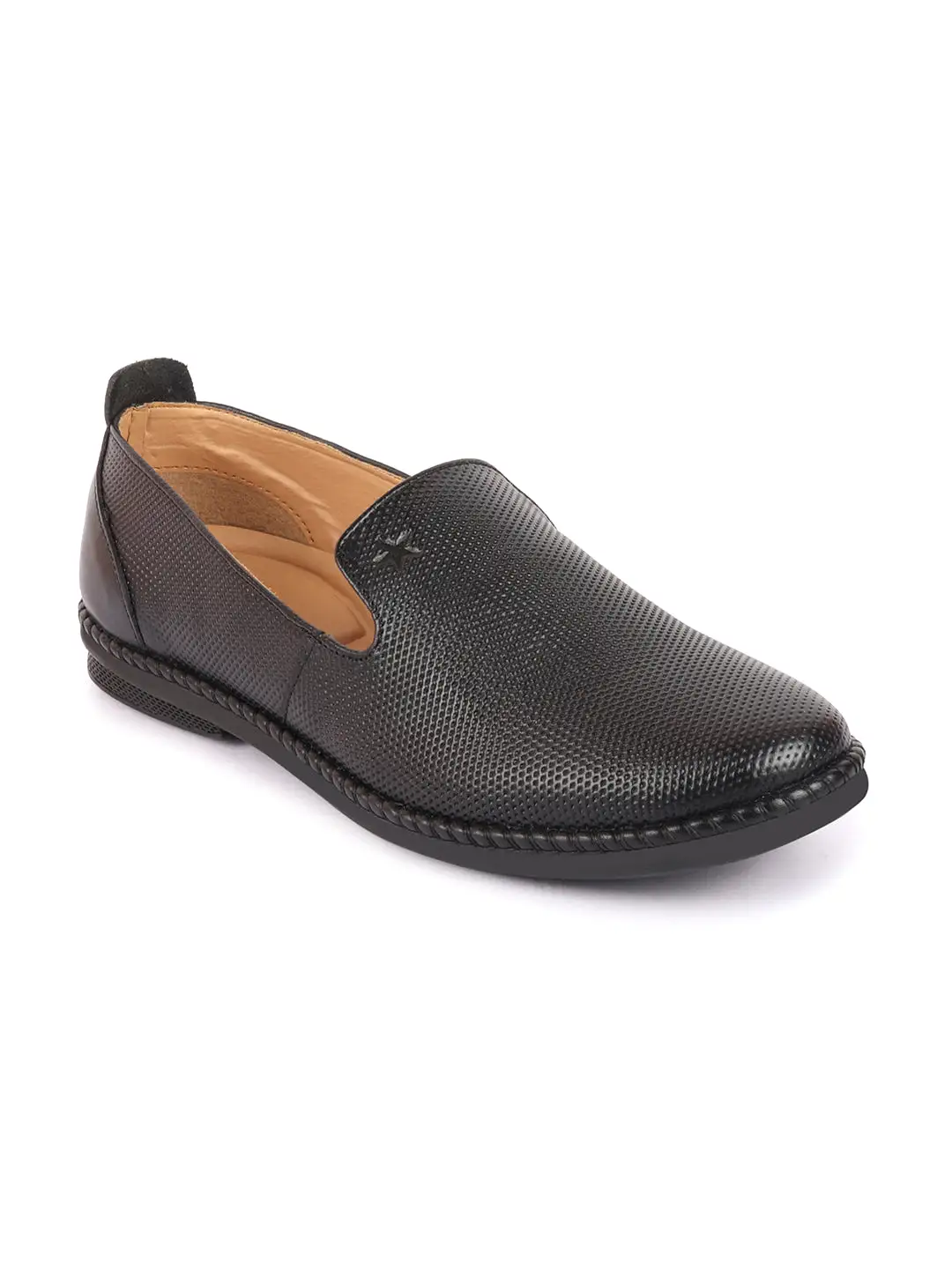 Men Black Cap Toe Formal/Office Leather Prom Slip On Shoes