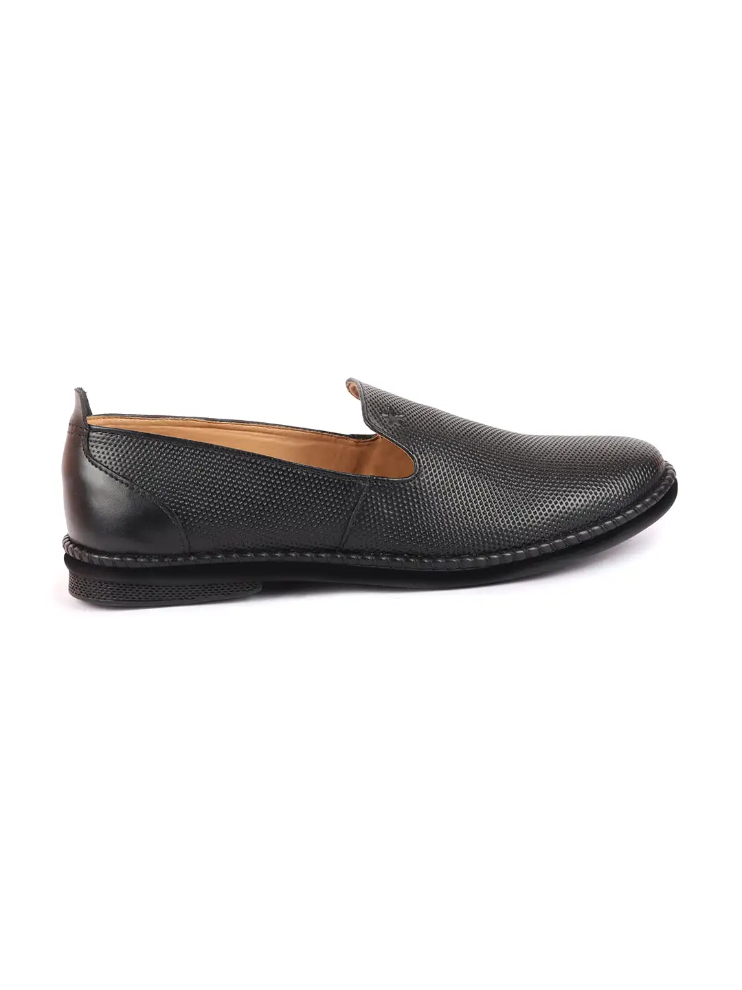 Men Black Cap Toe Formal/Office Leather Prom Slip On Shoes