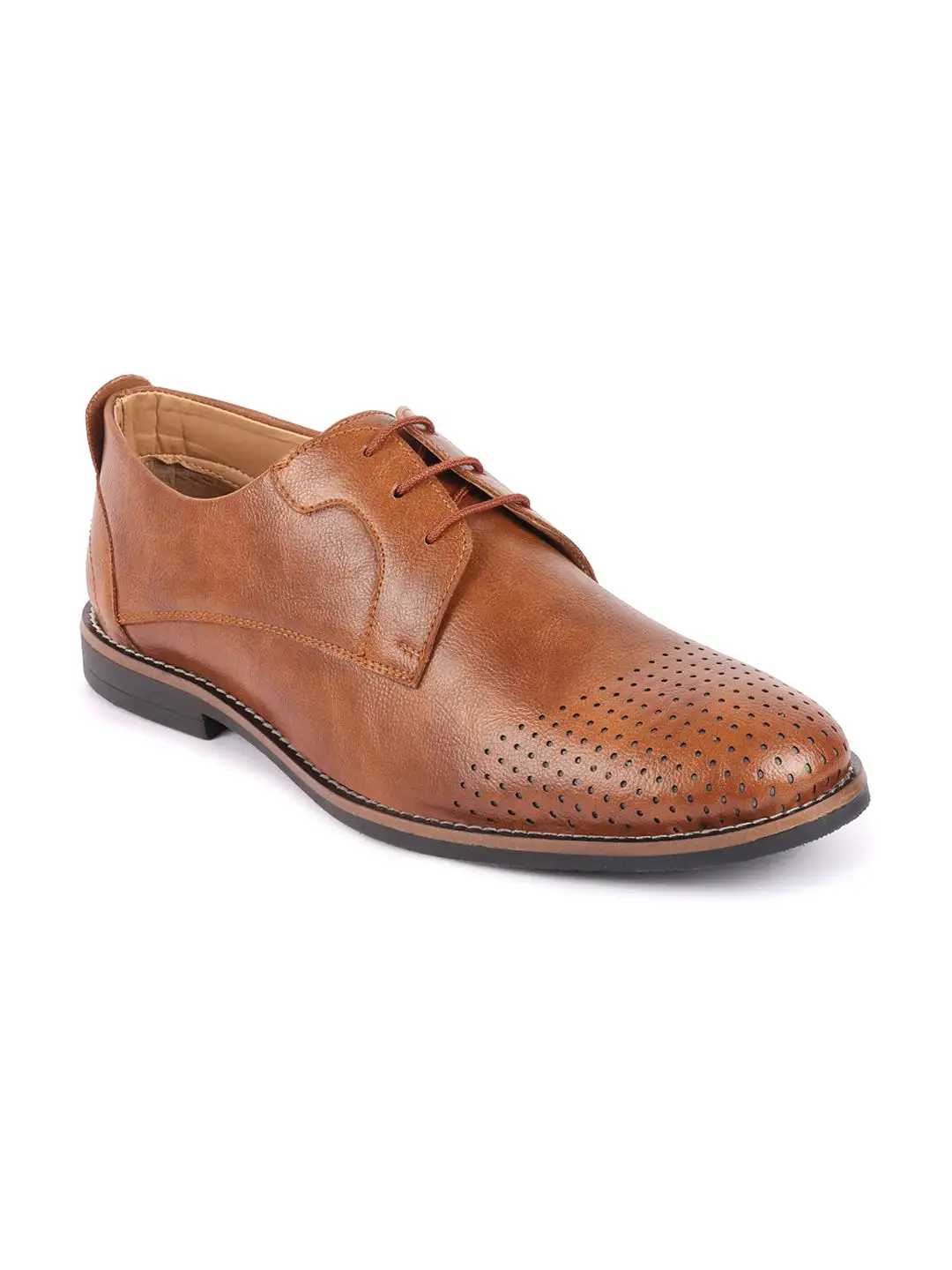 Men Brown Cap Toe Formal/Office Lace Up Dress Shoes