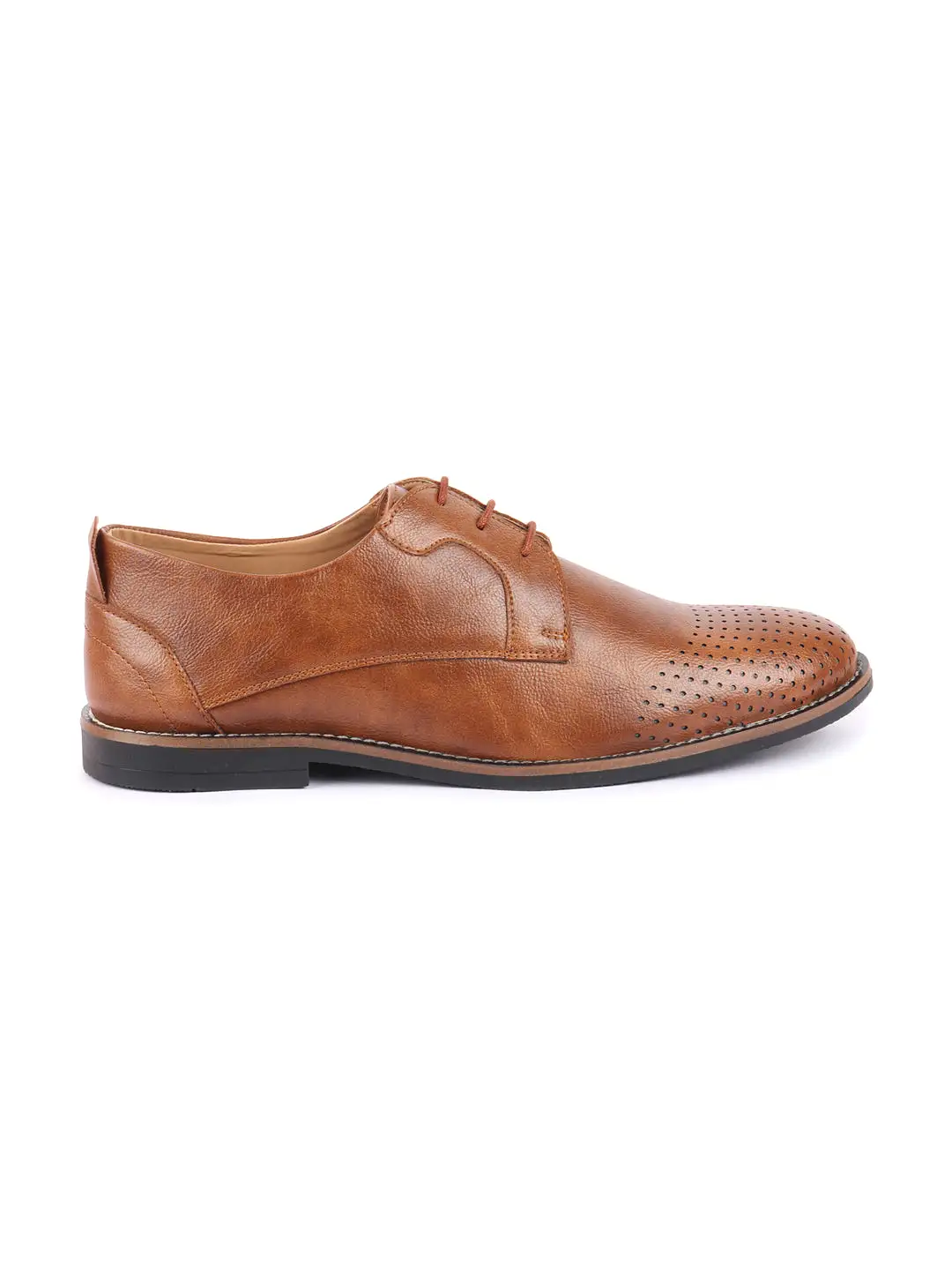 Men Brown Cap Toe Formal/Office Lace Up Dress Shoes