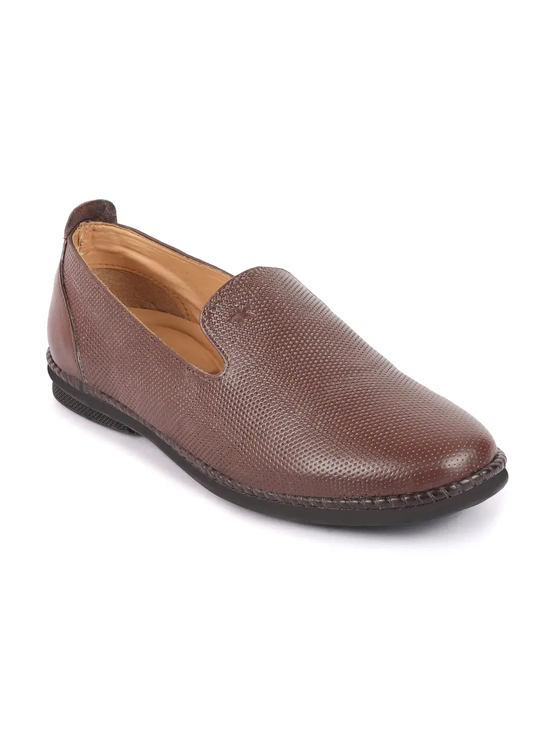 Men Brown Cap Toe Formal/Office Leather Prom Slip On Shoes