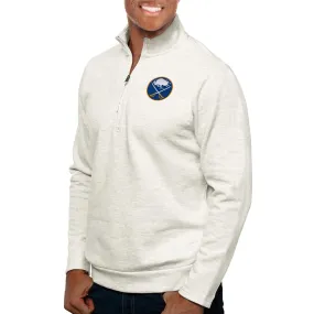 Men's Buffalo Sabres Antigua Oatmeal Gambit Quarter-Zip Pullover Top