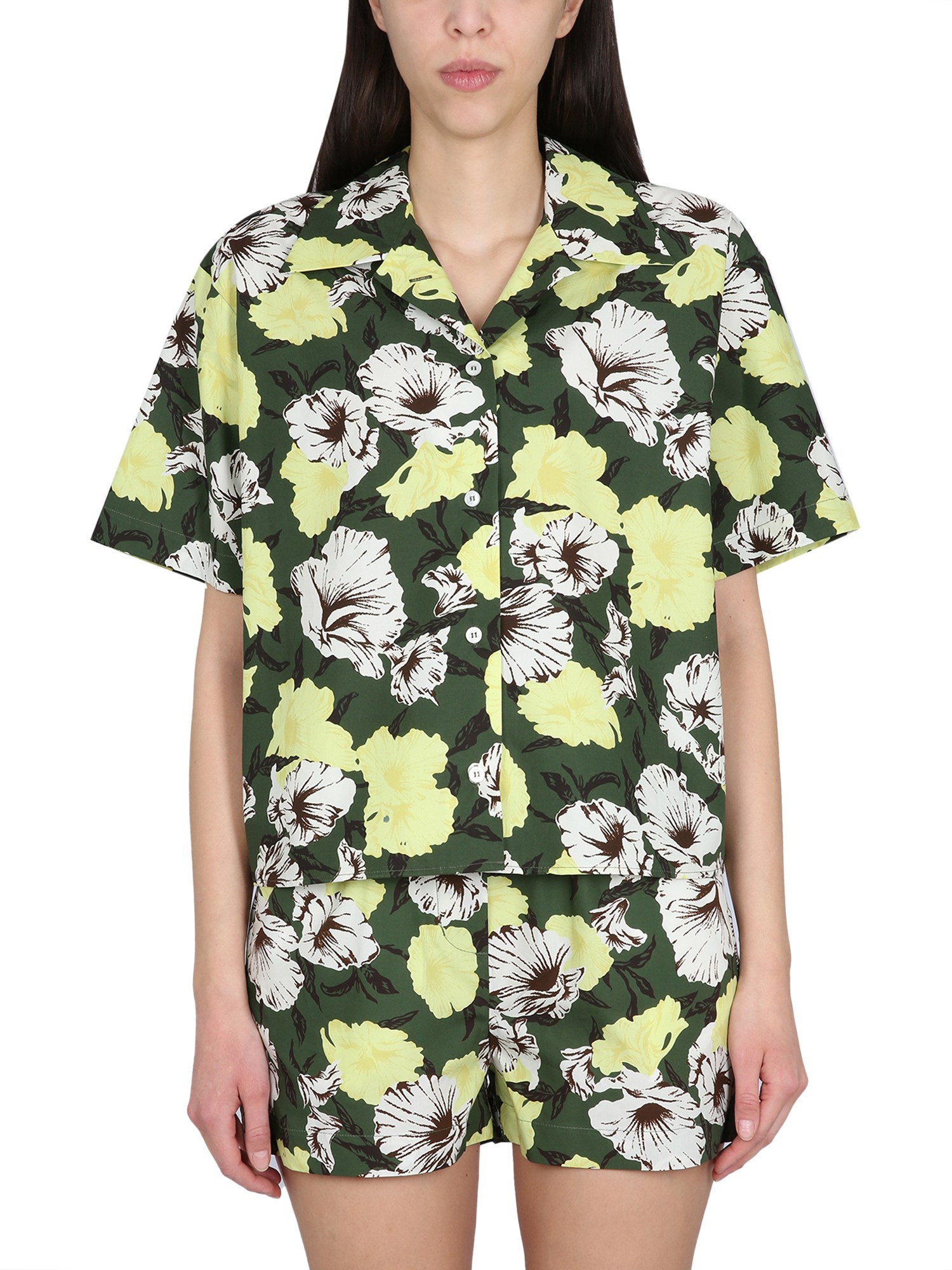 MSGM    COTTON SHIRT WITH FLORAL PRINT