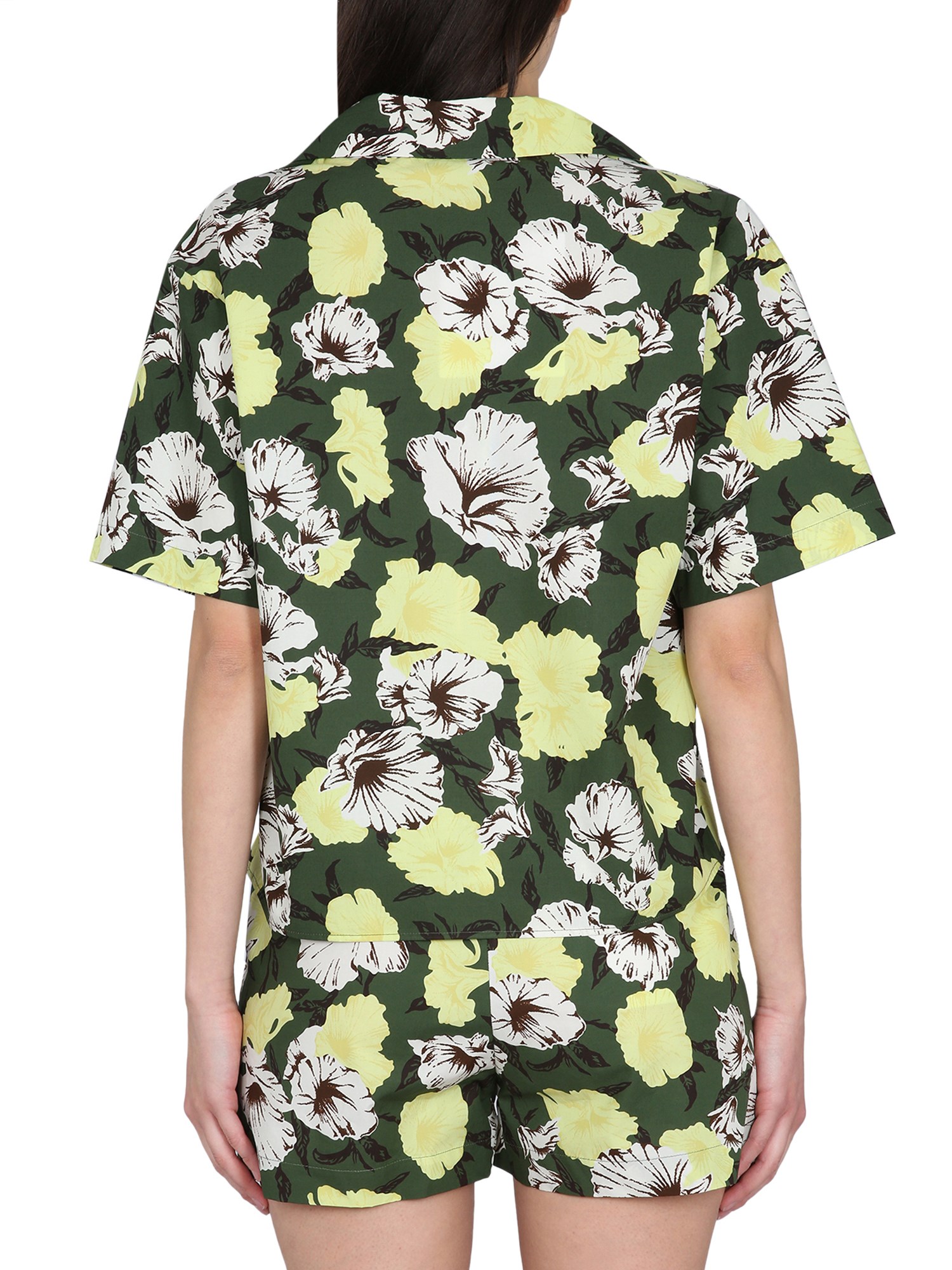 MSGM    COTTON SHIRT WITH FLORAL PRINT