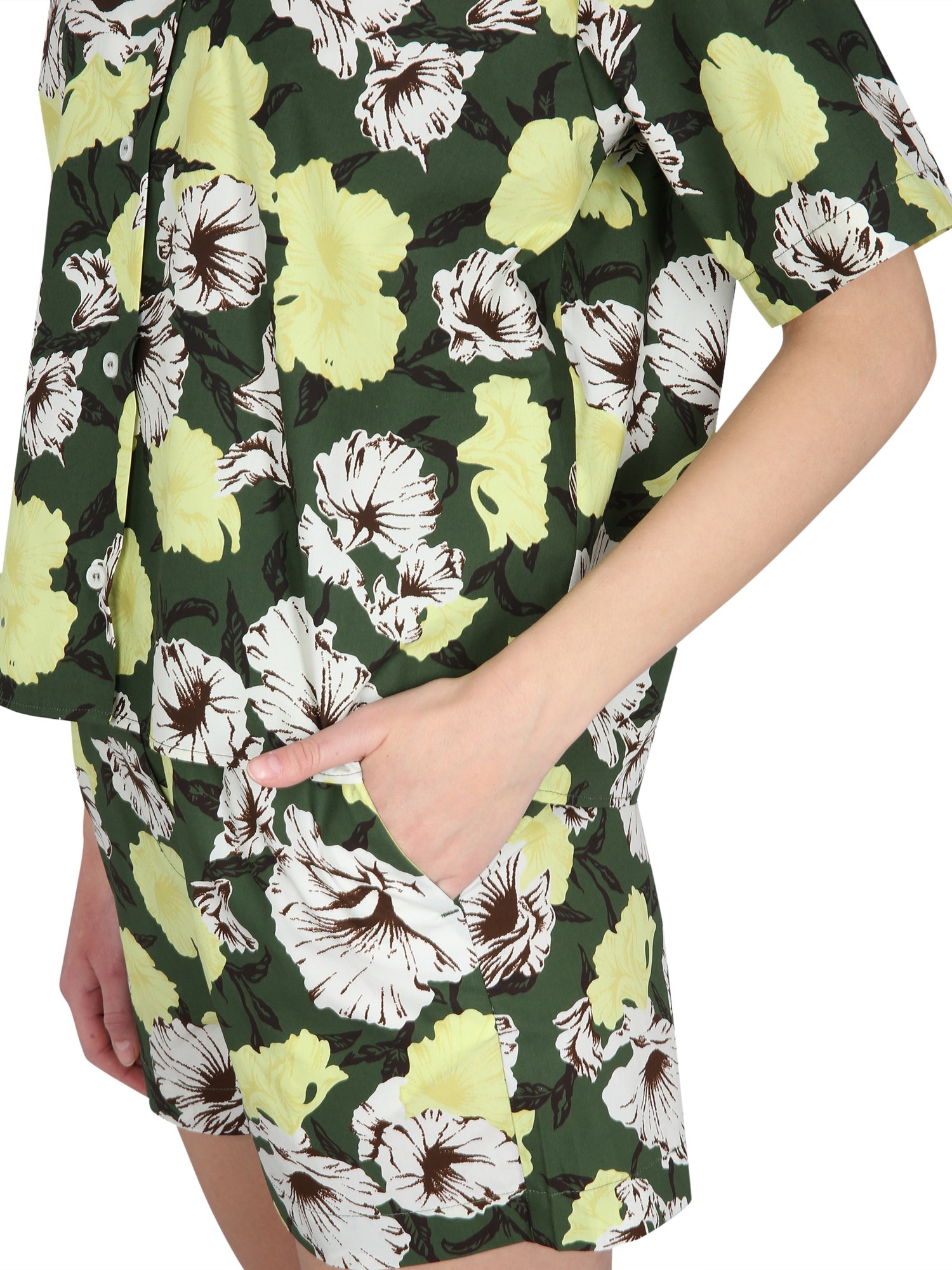 MSGM    COTTON SHIRT WITH FLORAL PRINT