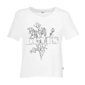 NEW LOGO FLOWER T-SHIRT Woman Out Line White