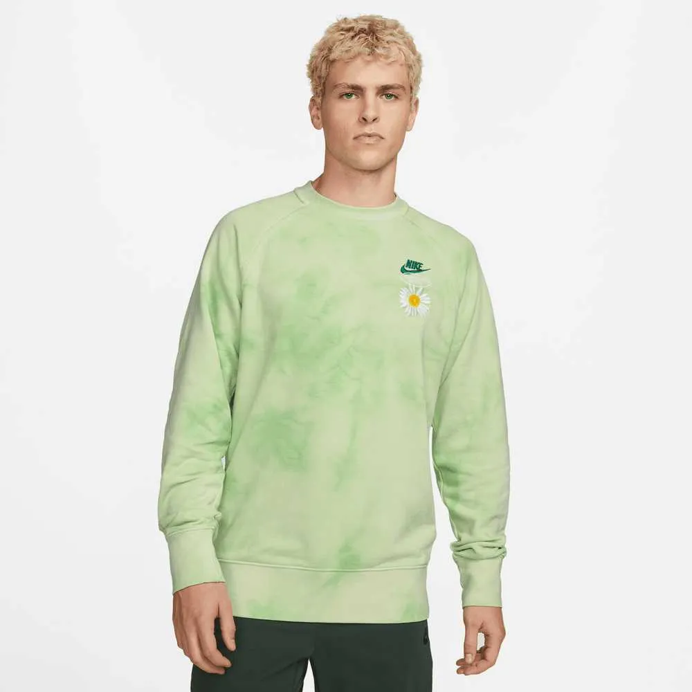 Nike Sportswear Men's French Terry Tie-Dye Crew Green