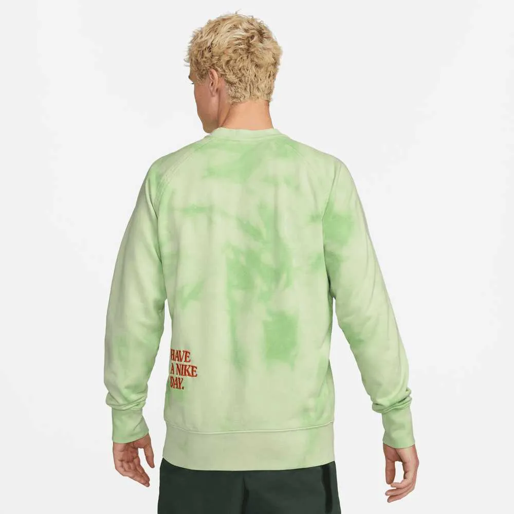 Nike Sportswear Men's French Terry Tie-Dye Crew Green