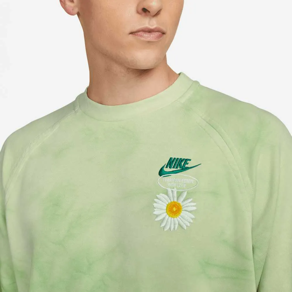 Nike Sportswear Men's French Terry Tie-Dye Crew Green