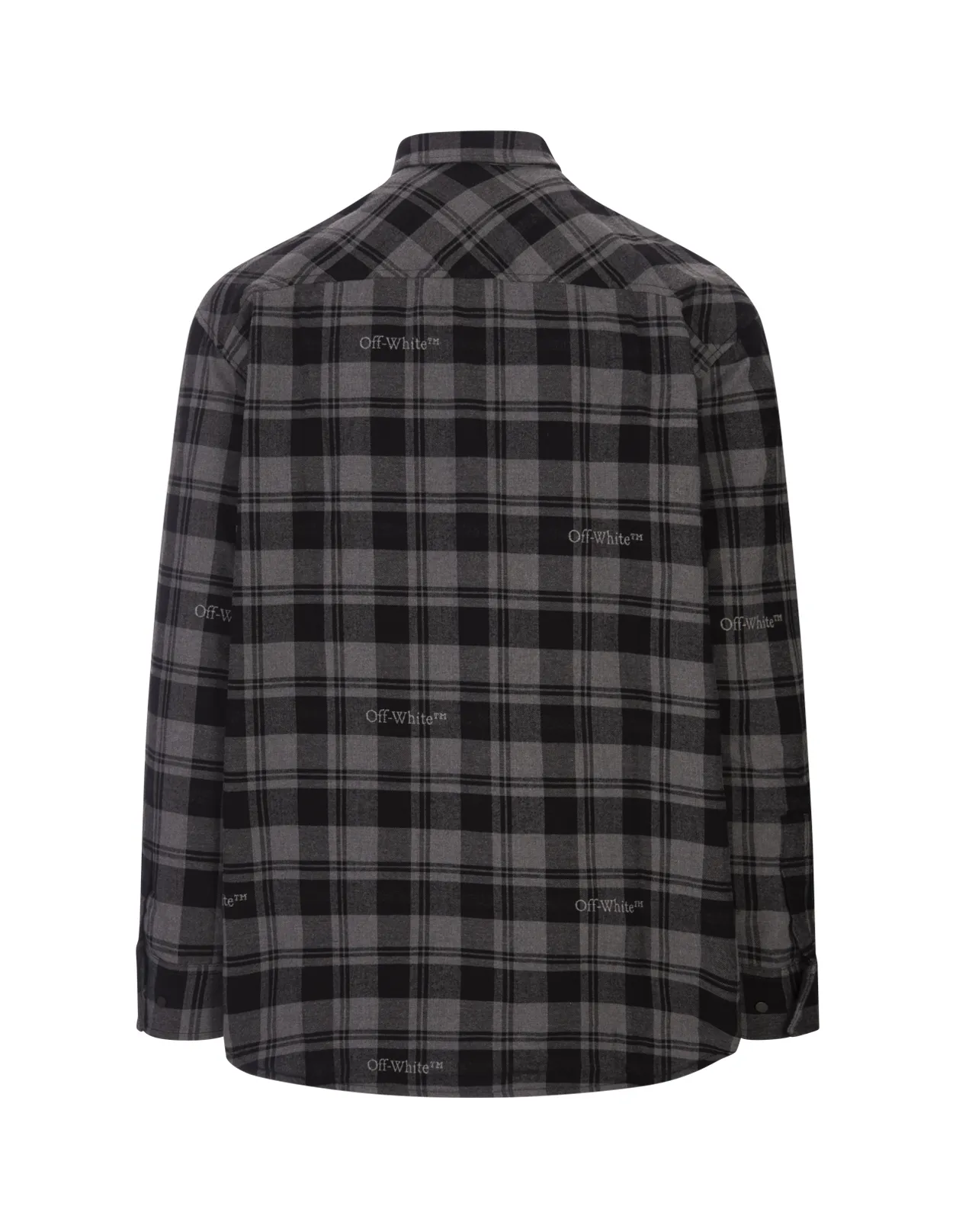 OFF-WHITE Black and Grey Check Cotton Shirt With Logo