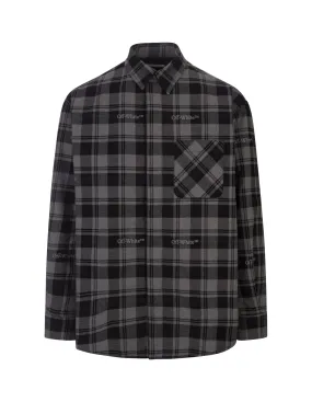 OFF-WHITE Black and Grey Check Cotton Shirt With Logo