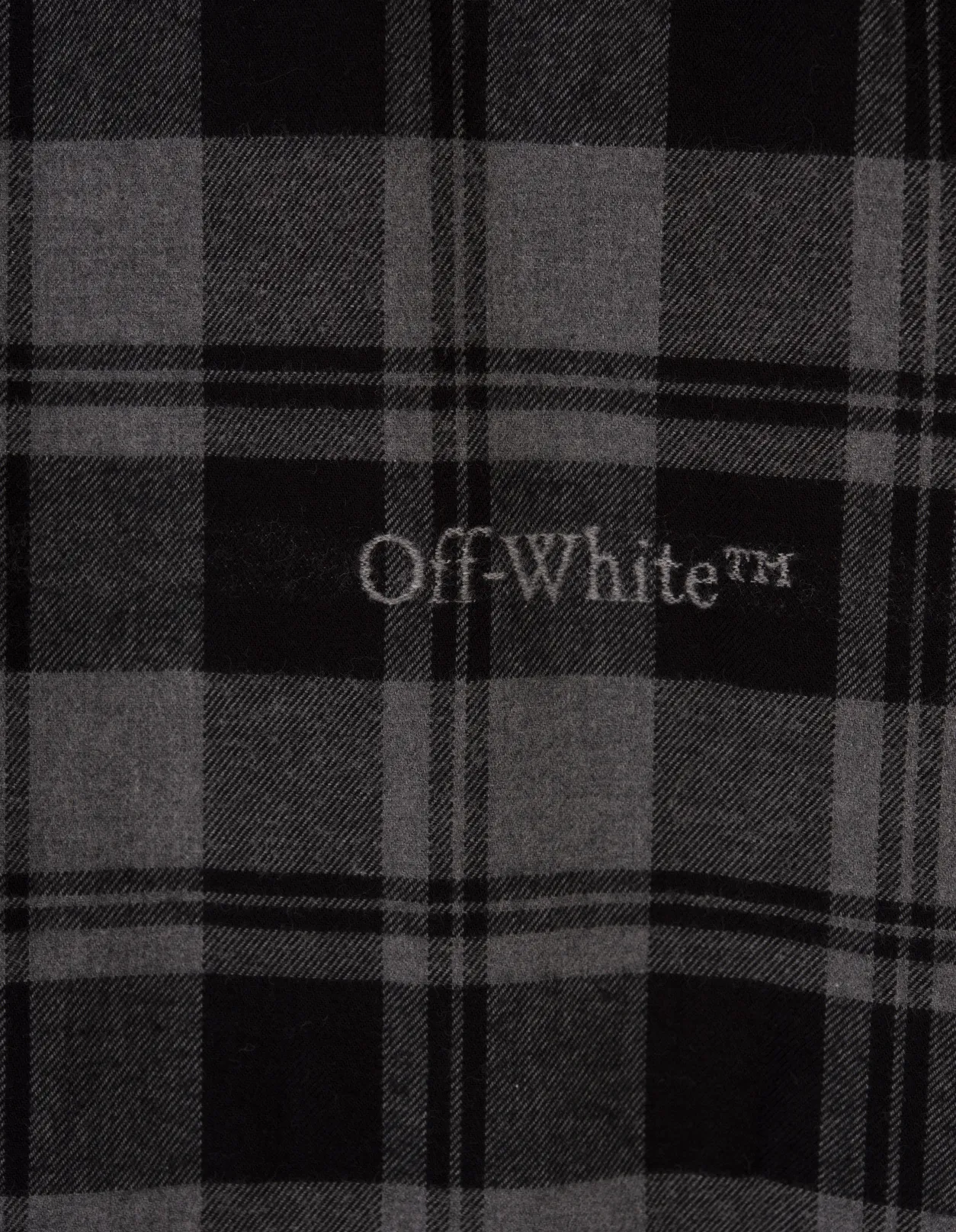 OFF-WHITE Black and Grey Check Cotton Shirt With Logo