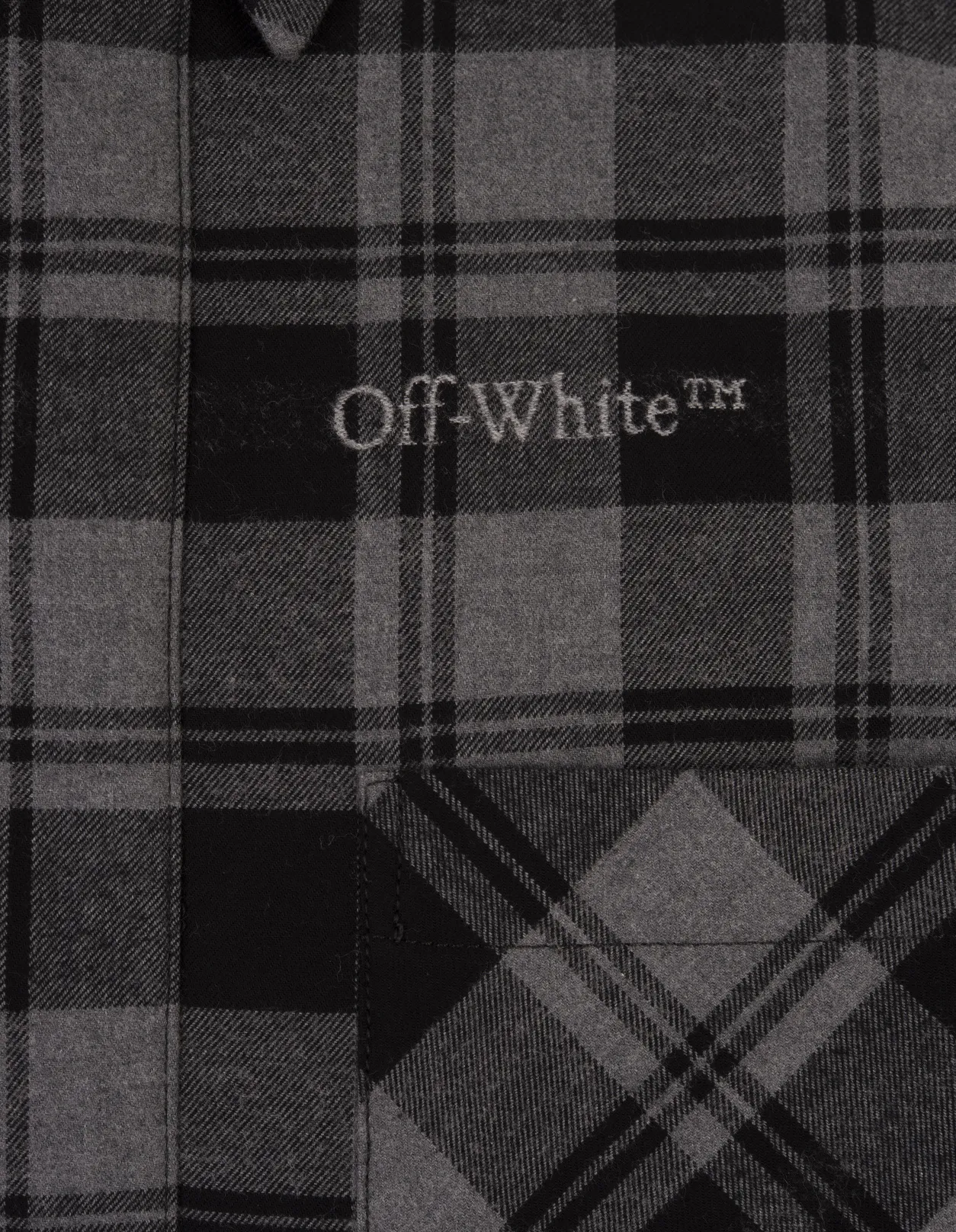 OFF-WHITE Black and Grey Check Cotton Shirt With Logo