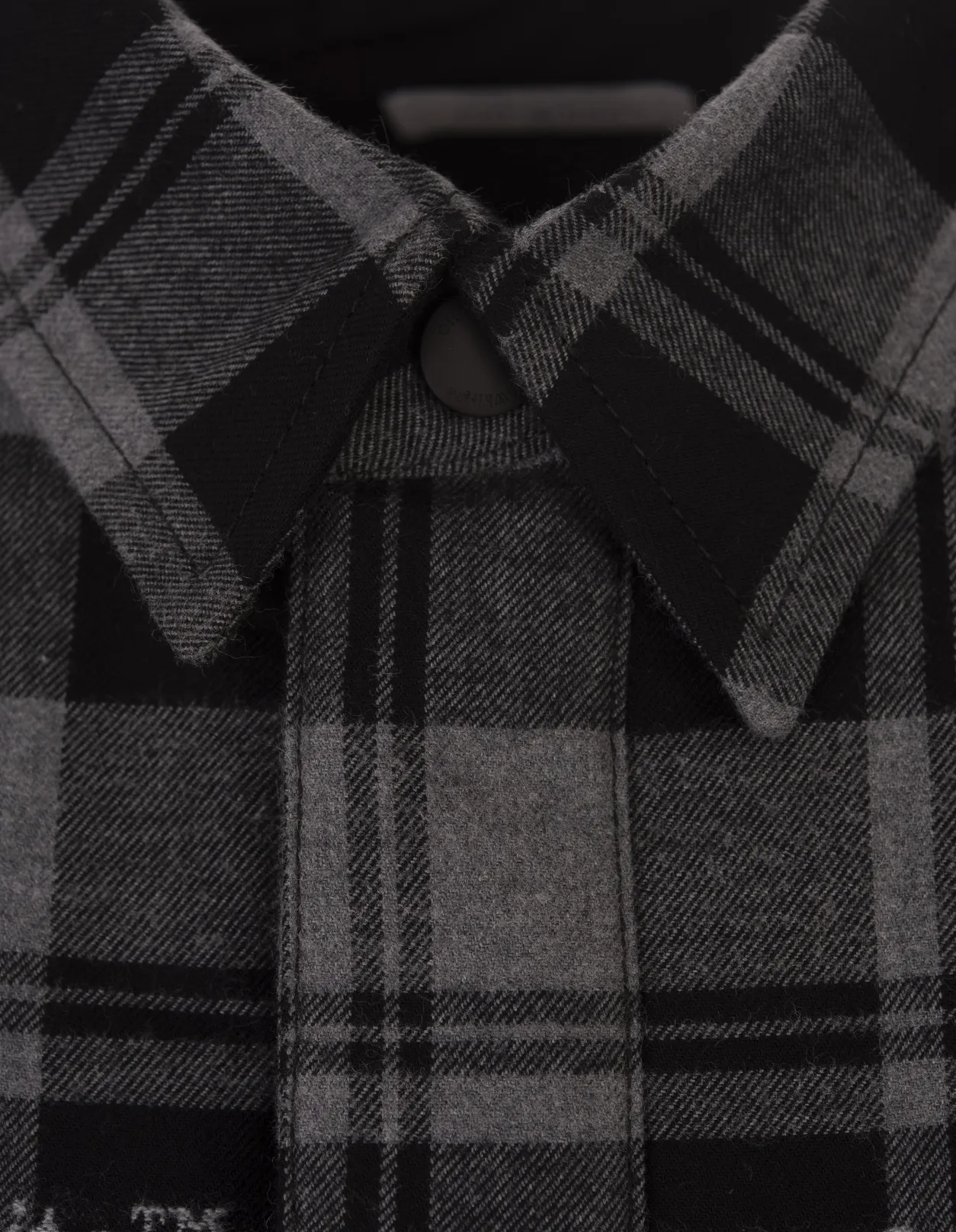 OFF-WHITE Black and Grey Check Cotton Shirt With Logo