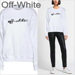 Off-White  |Long Sleeves Cotton Logo Hoodies & Sweatshirts