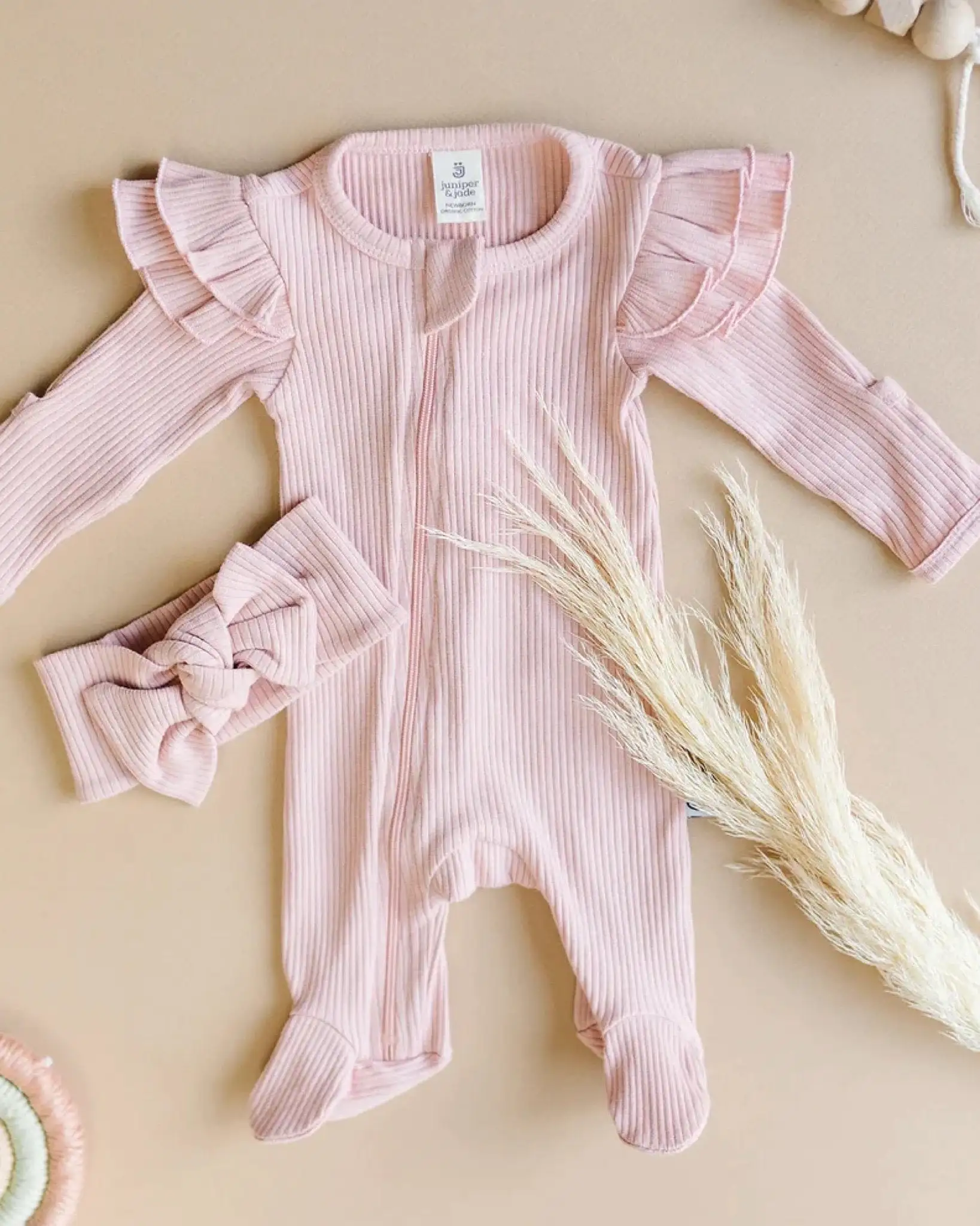 Organic Zip Footie Set | Pink