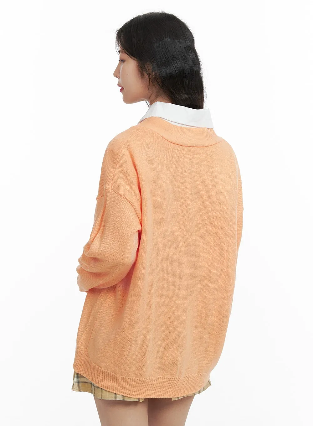 Oversized V-Neck Cardigan OM422