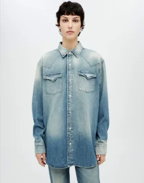 Oversized Western Shirt - Distressed Indigo