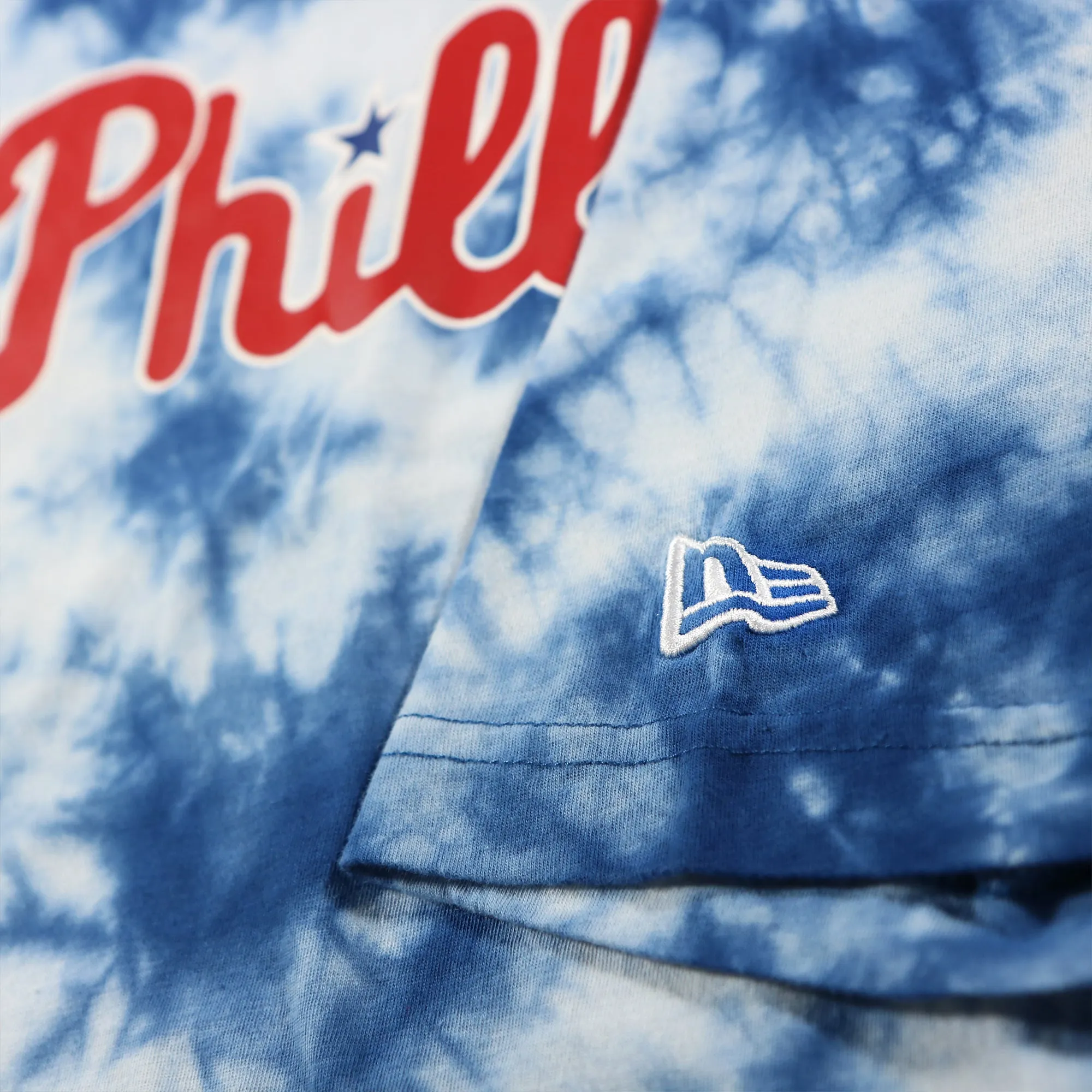 Philadelphia Phillies Current Phillies Wordmark Tie-Dye MLB T-Shirt | Royal Blue Tie-Dye T-shirt