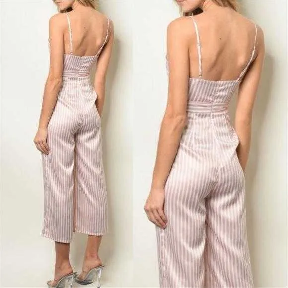 Pink Striped Jumpsuit