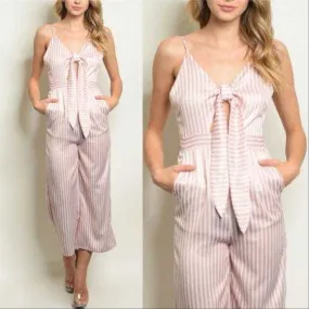 Pink Striped Jumpsuit