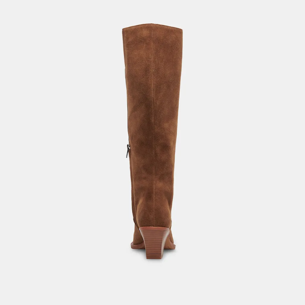 RAJ Wide Calf Boots Brown Suede | Women's Onyx Suede Knee-High Boots– Dolce Vita 6943098863682