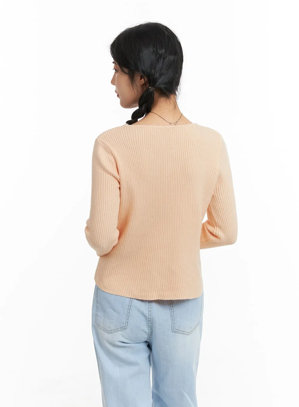 Ribbed Unbalanced Knit Cardigan OM427