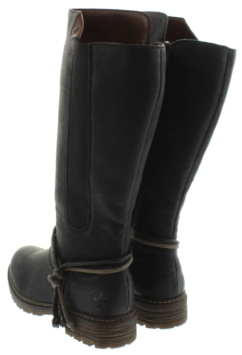 RIEKER Ladies Z4774 Flat Knee Boots In Black