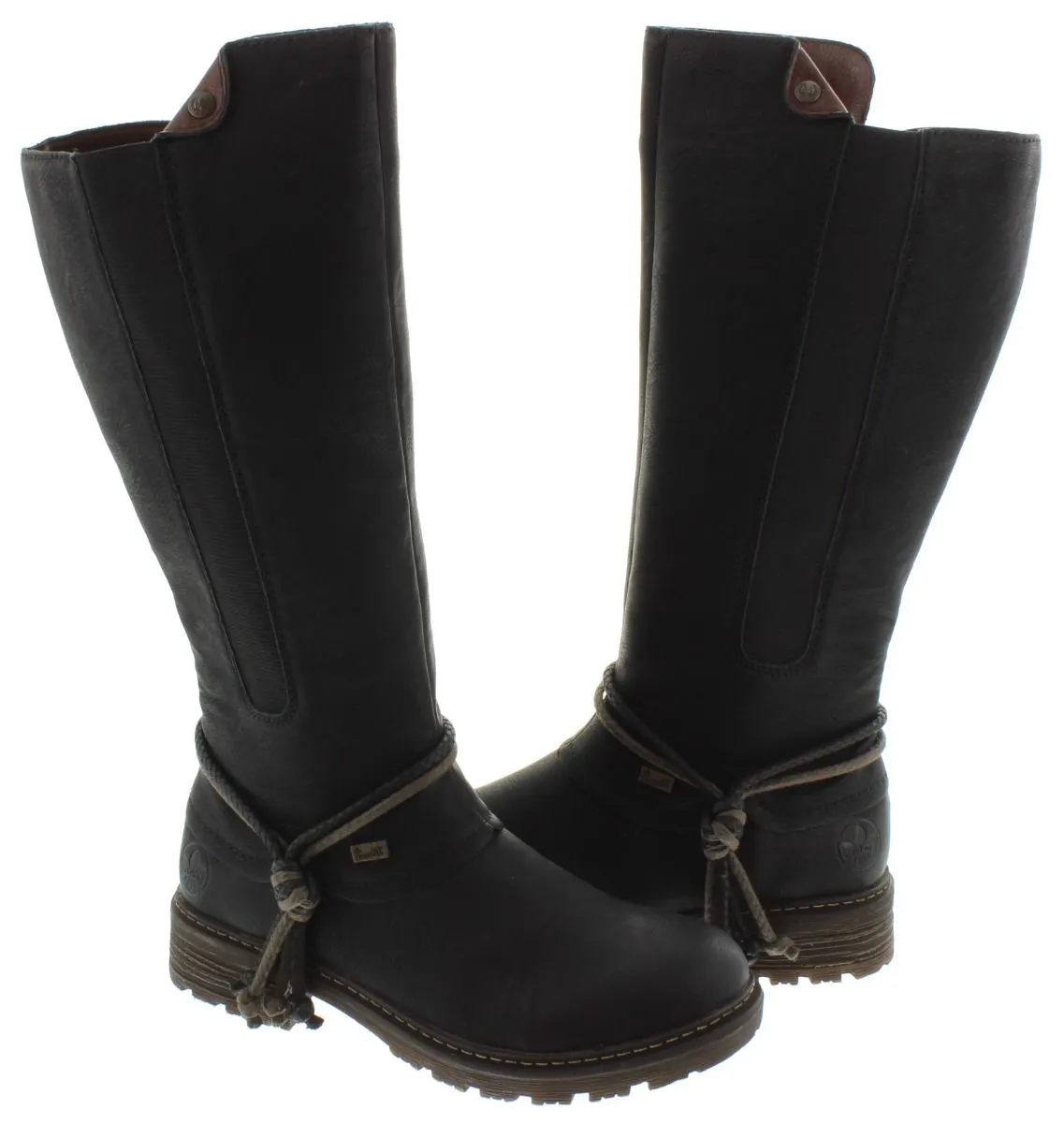 RIEKER Ladies Z4774 Flat Knee Boots In Black