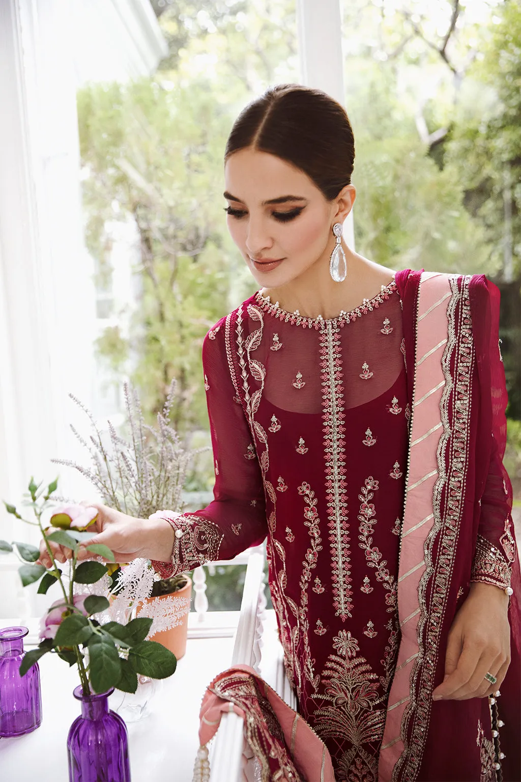 Saad Shaikh Ella Unstitched Embroidered Luxury Chiffon 3Pc Suit DSG-02