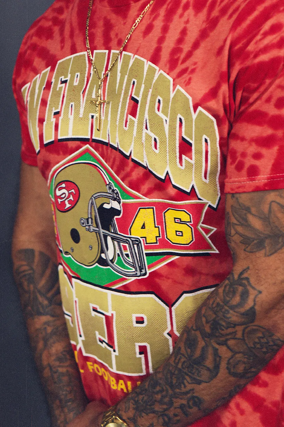 San Francisco 49ers 1946 Vintage 90s Washed Print Tie Dye T-Shirt