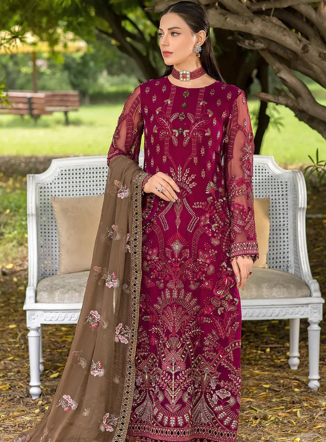 Shafaq By Flossie Embroidered Chiffon Unstitched 3 Piece Suit - 709 Lustrous