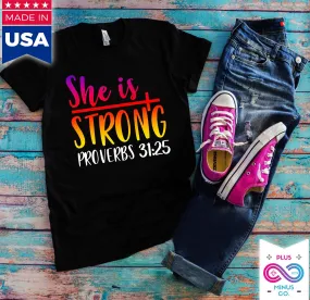 She is Strong Shirt, She Is Strong, Proverbs, Christian Shirts, Christian Tee, Jesus Shirt, Scripture Shirt, Girl Power, Strong 