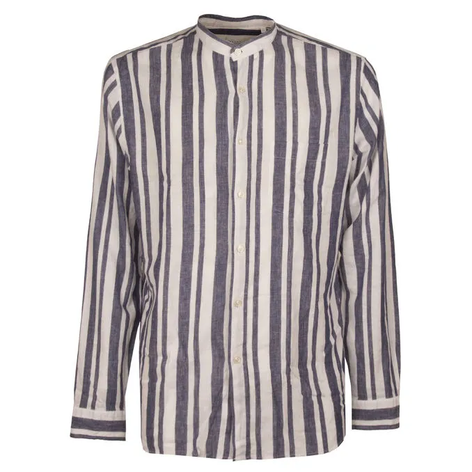 SHIRT COREAN STRIPED Man White Blue