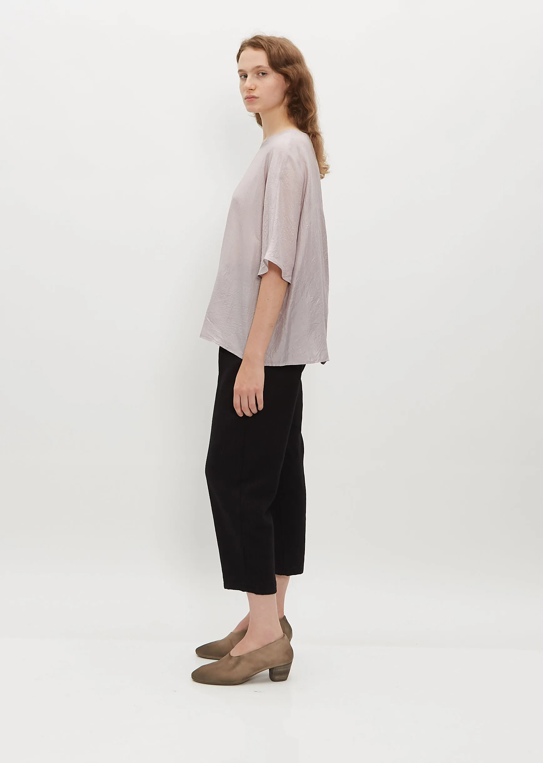 Silk Half Sleeve Pullover Top