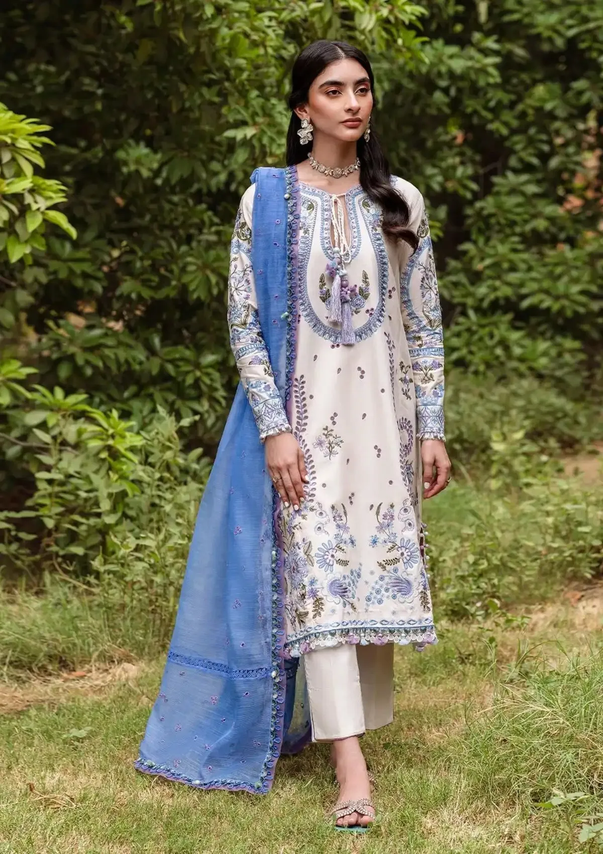 Siraa by Sadaf Fawad Khan Embroidered Lawn Unstitched 3Pc Suit - DALIA (B)