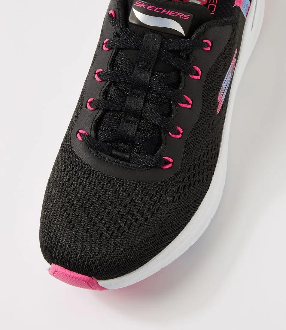 SKECHERS Arch Fit 2 Black Hot Pink Fabric Sneakers