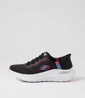 SKECHERS Arch Fit 2 Black Hot Pink Fabric Sneakers