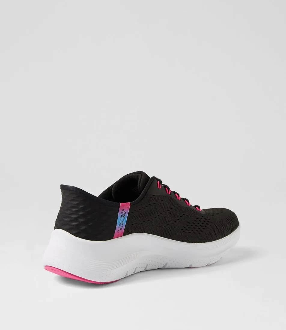 SKECHERS Arch Fit 2 Black Hot Pink Fabric Sneakers