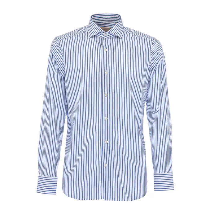 SLIM WIDE STRIPE SHIRT Man White Blue