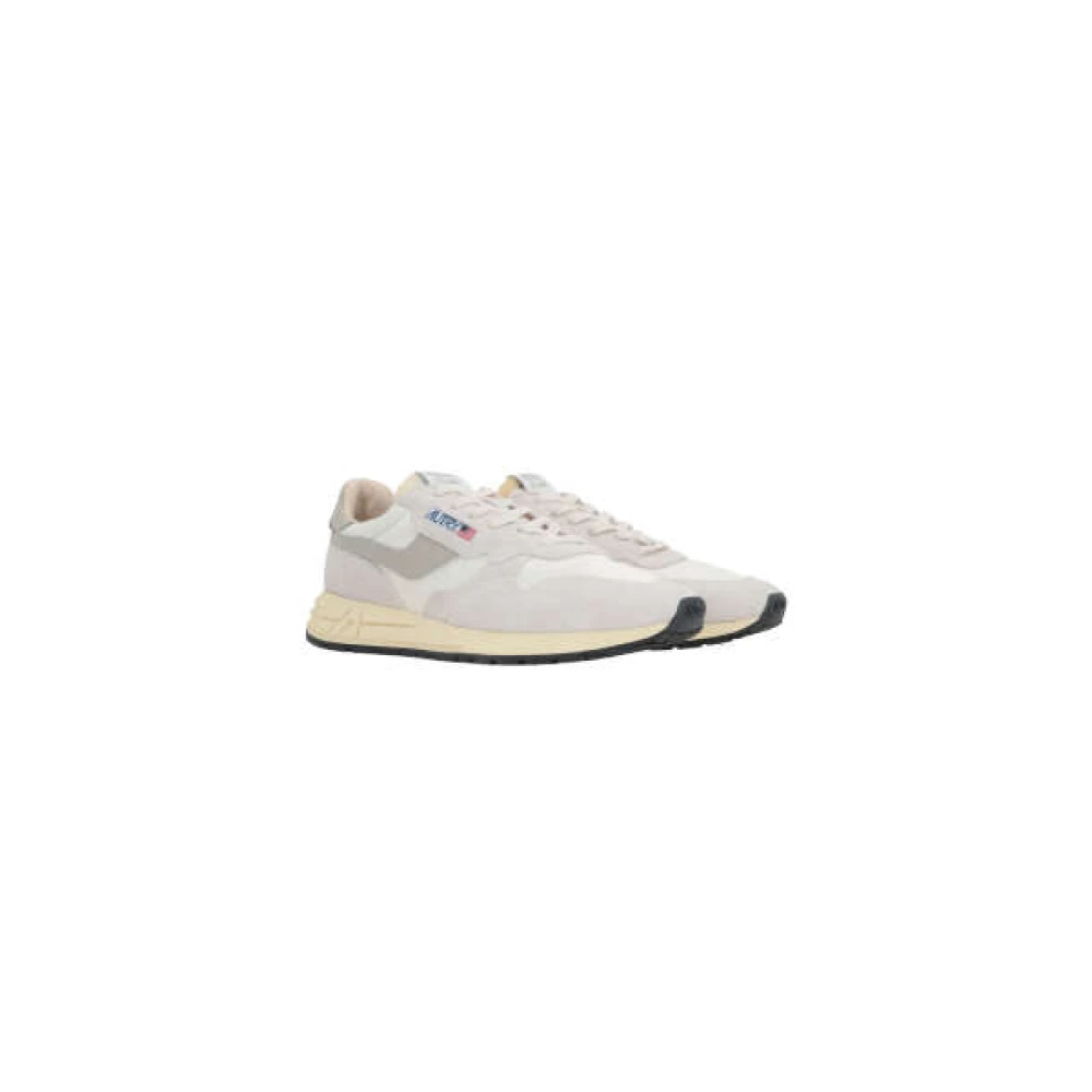 Sneaker Basse in Nylon Bianco e Camoscio Ghiaccio