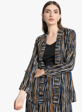 Stripe Longline Blazer With A Tie Up